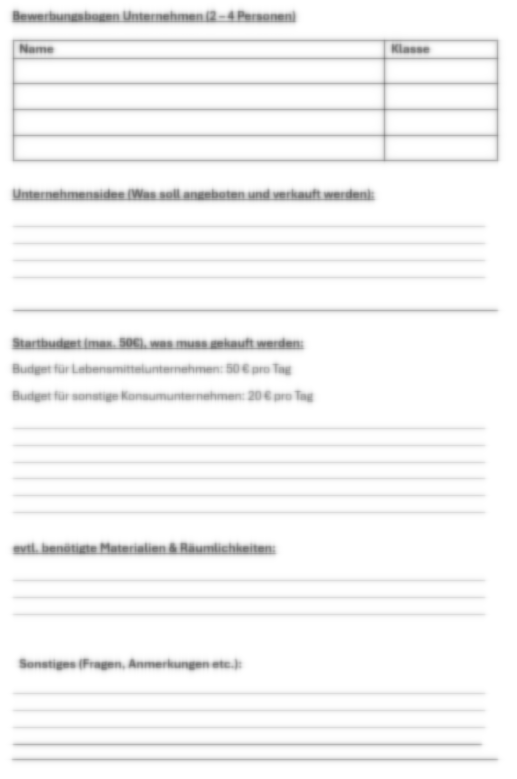 Beispieldokument: Bewerbungsbogen Unternehmen