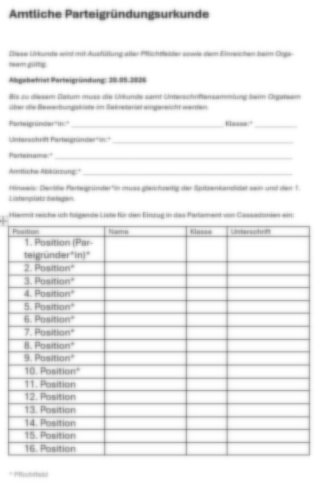 Beispieldokument: Amtliche Parteigründungsurkunde